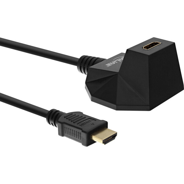 InLine® HDMI Station, HS HDMI Cable w/Ethernet, M/F, black, golden contacts, 1m