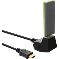 InLine® HDMI Verlängerung mit Standfuß, HDMI-High Speed mit Ethernet, 4K2K, Stecker / Buchse, schwarz / gold, 2m