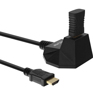 InLine® HDMI-HS Verl. m. Standfuß, m. Eth., 4K2K, ST / BU, schwarz / gold, 5m