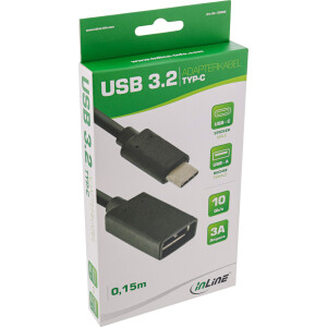 InLine® USB 3.2 Gen.1x2 Adapterkabel, USB-C Stecker an A Buchse, 0,15m