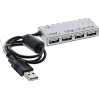 InLine® Mini USB 2.0 4-Port Hub, silber, inkl. Steckernetzteil