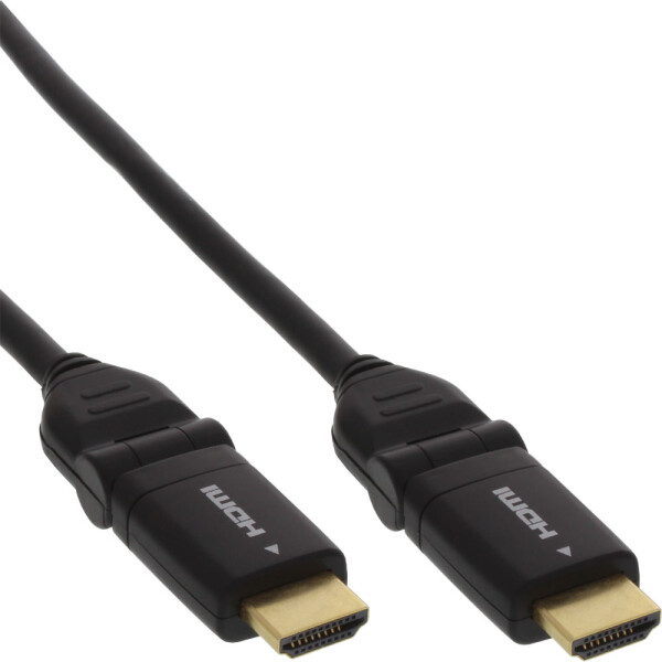 InLine® HDMI Kabel, HDMI-High Speed mit Ethernet, Stecker / Stecker, verg. Kontakte, schwarz, flexible Winkelstecker, 5m