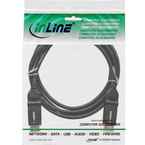 InLine® HDMI Kabel, HDMI-High Speed mit Ethernet, Stecker / Stecker, verg. Kontakte, schwarz, flexible Winkelstecker, 5m