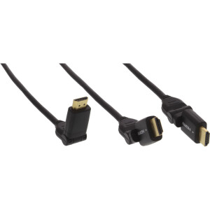 InLine® HDMI Kabel, HDMI-High Speed mit Ethernet, Stecker / Stecker, verg. Kontakte, schwarz, flexible Winkelstecker, 5m