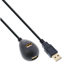 InLine® USB 2.0 Cable Type A male to female with base black 1m