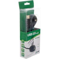 InLine® USB 2.0 Cable Type A male to female with base black 1m