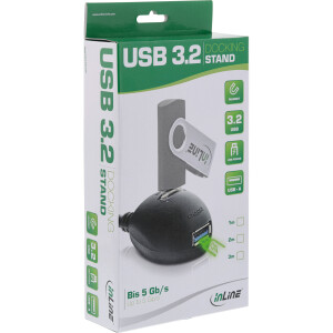 InLine® USB 3.2 Gen.1 Verl., USB A Stecker / Buchse, schwarz, mit Standfuß, 1m