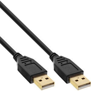 InLine® USB 2.0 cable, AM/AM, black, gold plated contacts, 0.5m