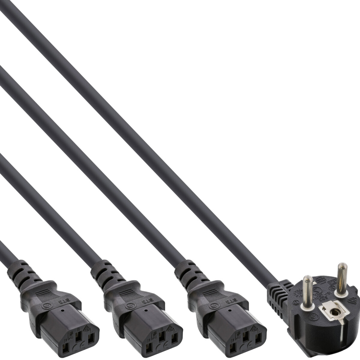 InLine® Netz-Y-Kabel, 1x Schutzkontakt ST / 3x...