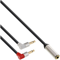 InLine® Slim Audio Kopfh. Flugz.-Adapterkab., 2x3,5mm ST / 3,5mm BU 3pol., 0,15m