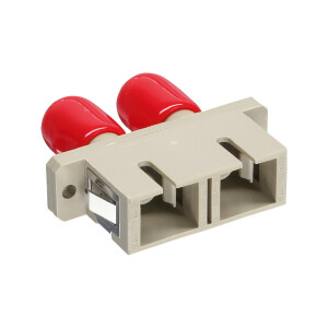 InLine® LWL Kupplung, Duplex ST/SC, multimode, beige, Keramik-Hülse, zum Einbau