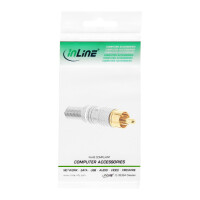 InLine® Cinchstecker Lötversion, Metall silber, Ring weiß, für 6mm Kabel