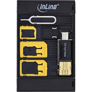 InLine® SIM-BOX, Simkartenadapter und Zubehörbox mit OTG Kartenleser