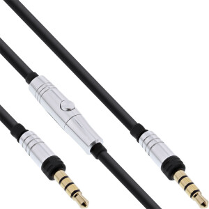 InLine® 3.5mm cable M/M with microphone, 1.3m, black-silver