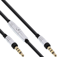 InLine® Audio Klinkenkabel 3,5mm ST/ST mit Mikrofon, 1,3m, schwarz-silber