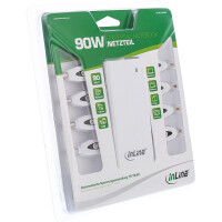 InLine® Universal NT f. Notebooks, 90W, USB, 100-240V, weiß m. 8 Wechselst.