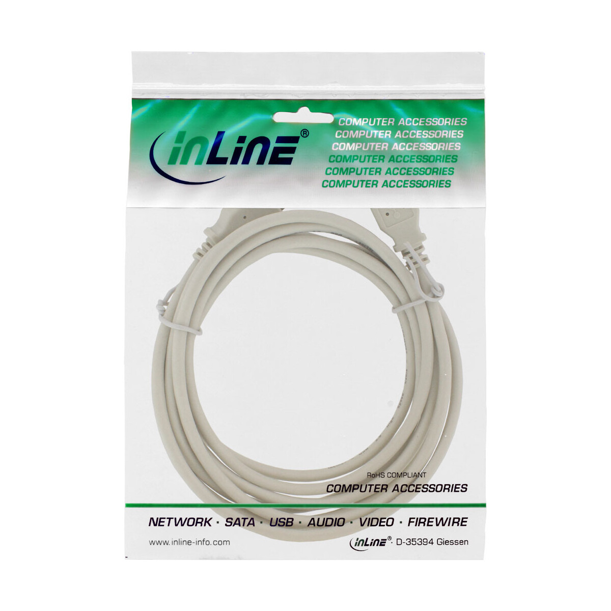 InLine® USB 2.0 cable, beige, AM/AM, 2m