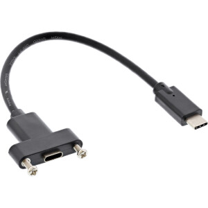 InLine® USB 3.2 Gen.2 Adapterkabel, Stecker C auf Einbaubuchse C, 0,20m