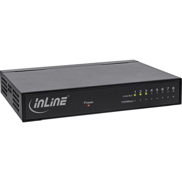 InLine® Network Switch 8-Port, 1Gb/s, Desktop, Metal, fanless, shielded ports