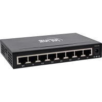 InLine® Gigabit Switch 8x, 10/100/1000, Desktop, Metall, lüfterlos, gesch. Ports