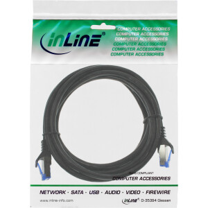 InLine® Patchkabel, Cat.6A, S/FTP, PE outdoor, schwarz, 1m