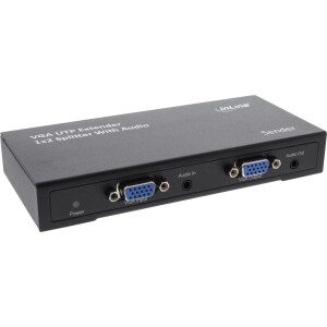 InLine® VGA Extender/Splitter SET 1 zu 2 über UTP, 1 Sender mit 2 Empfängern, mit Audio, bis 300m