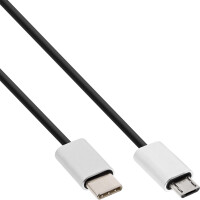 InLine® USB 2.0 Kabel, USB-C ST an Micro-B ST, schwarz/Alu, flexibel, 1,5m