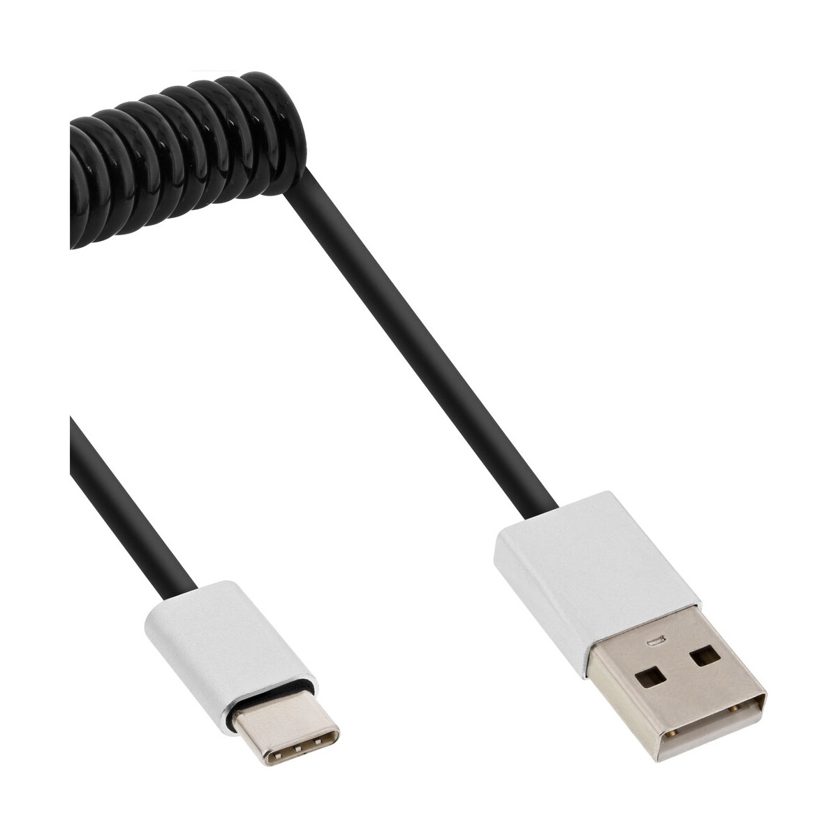 InLine® USB 2.0 Spiralkabel, Typ C Stecker an A...