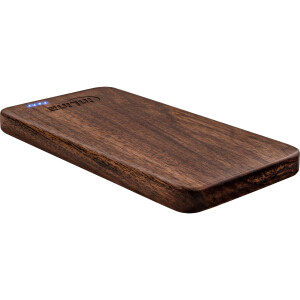 InLine® woodplate, USB Powerbank 5.000mAh, mit LED Anzeige, Echtholz, Walnuss