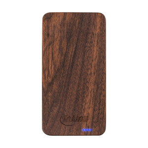 InLine® woodplate, USB Powerbank 5.000mAh, mit LED Anzeige, Echtholz, Walnuss