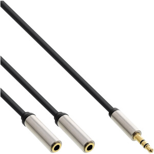 InLine® Slim Audio Y-Kabel Klinke 3,5mm ST an 2x Klinke BU, 2m