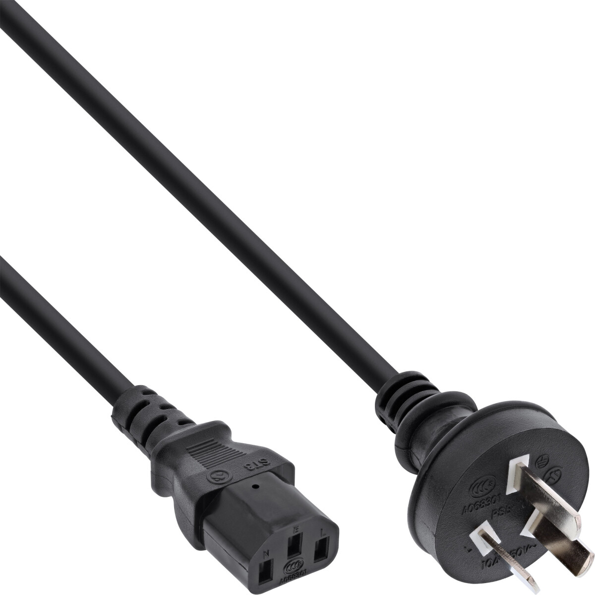 InLine® power cable, China male / 3pin IEC C13 male,...