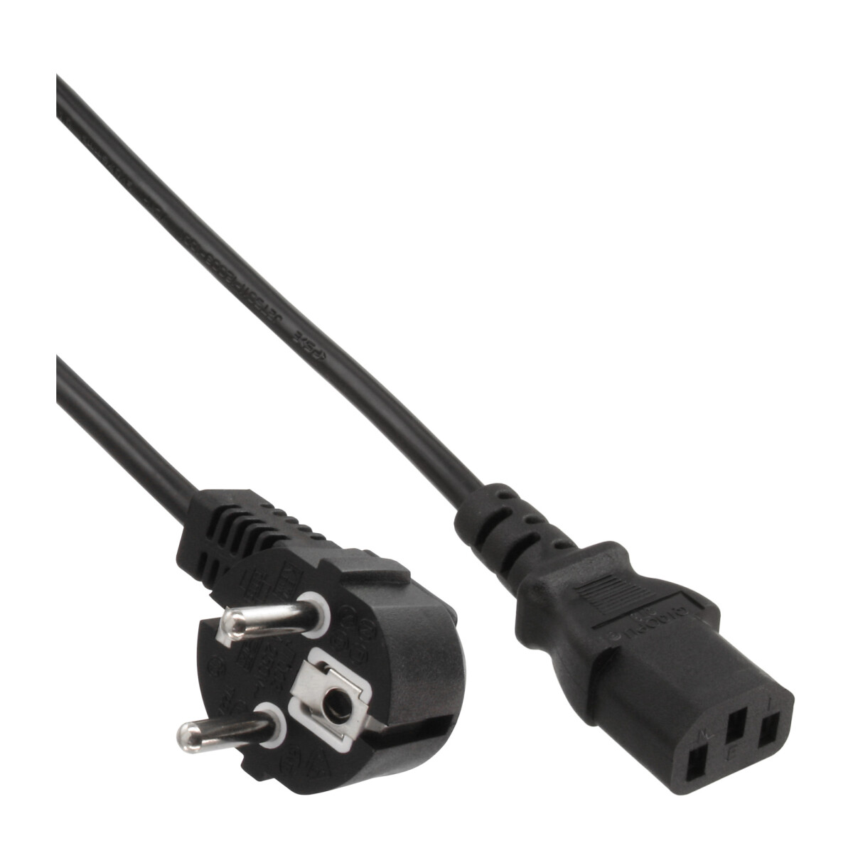 InLine® power cable, CEE 7/7 angled / 3pin IEC C13...