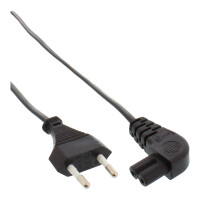 InLine® power cable, Euro male / Euro8 male angled, black, 0.5m