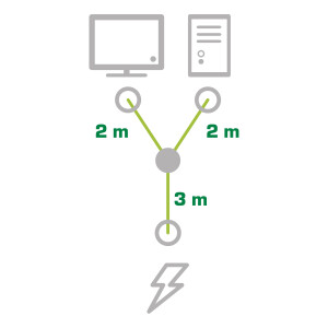 InLine® Y-power cable 1x CEE 7/7 angled / 2x 3pin IEC C13 male, 5m