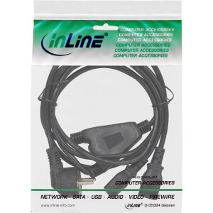 InLine® Netz-Y-Kabel, 1x Schutzkontakt ST zu 2x Kaltgeräte ST, 3m