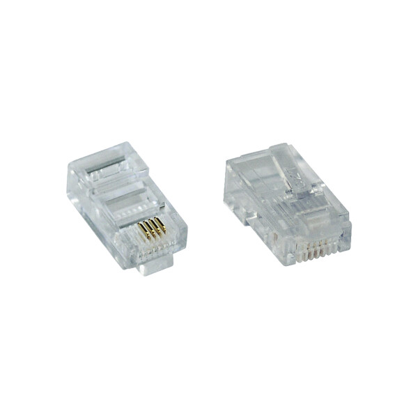 InLine® Modularstecker 8P4C RJ45 zum Crimpen auf Flachkabel (ISDN) 100er Pack