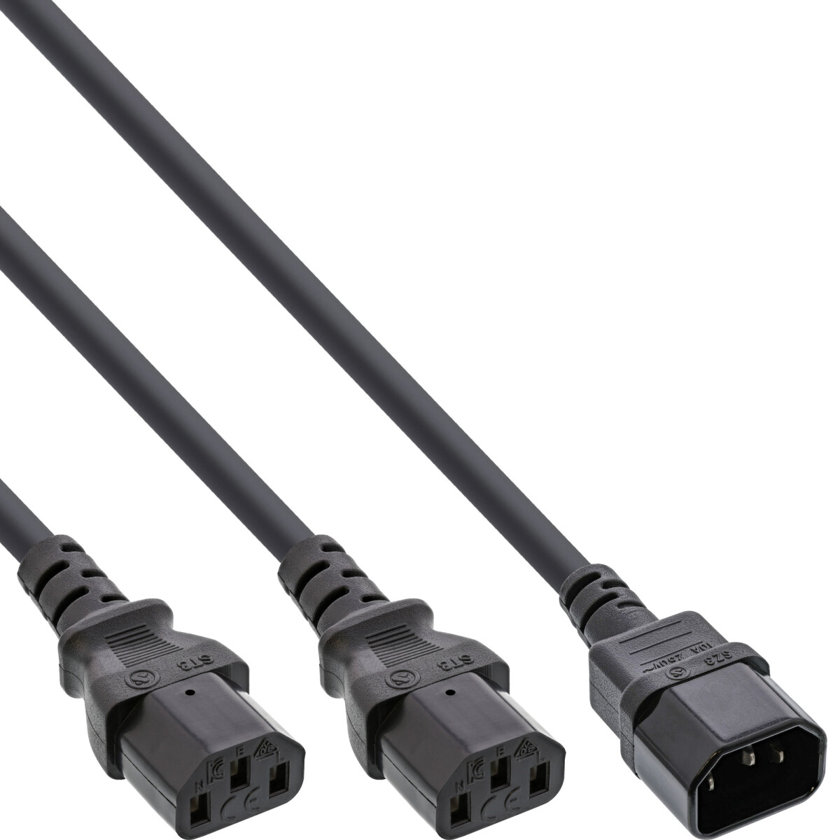 InLine® power Y-cable German Type F 1x IEC-C14 to 2x...