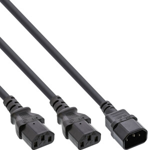 InLine® power Y-cable German Type F 1x IEC-C14 to 2x IEC-C13 5m