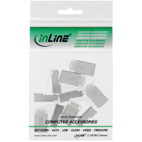 InLine® Modularstecker 8P4C RJ45 z. Crimpen auf Rundkabel, geschirmt 100er Pack