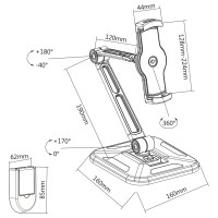 InLine® Tablet Holder for Wall or Table mount, universal for 4.7"-12.9"