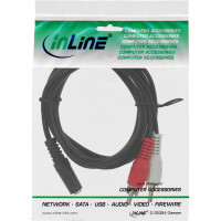 InLine® Cinch/Klinke Kabel, 2x Cinch Stecker an 3,5mm Klinke Buchse, 1m