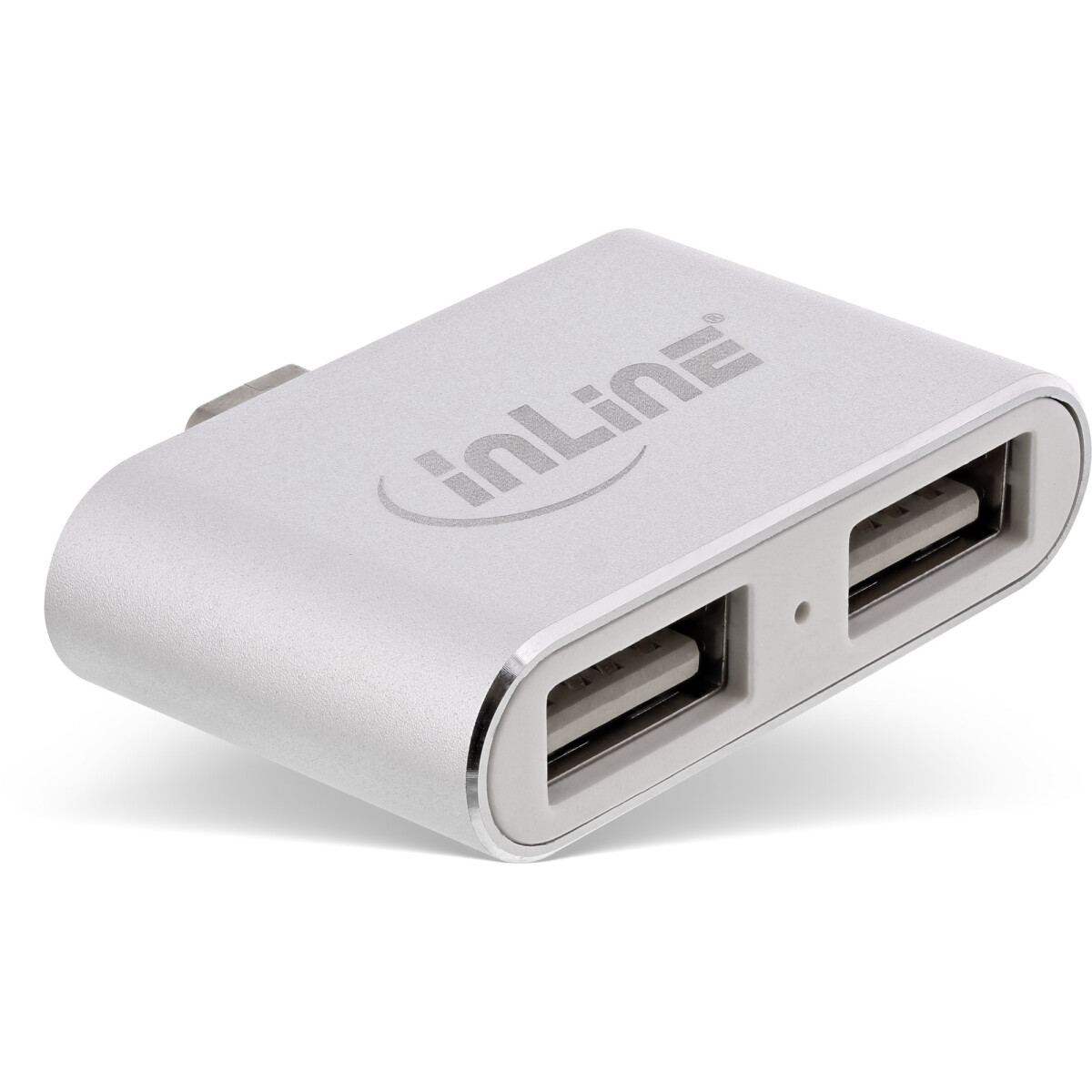 InLine® Mini USB 2.0 Hub, USB CM to 2x USB AF, silver