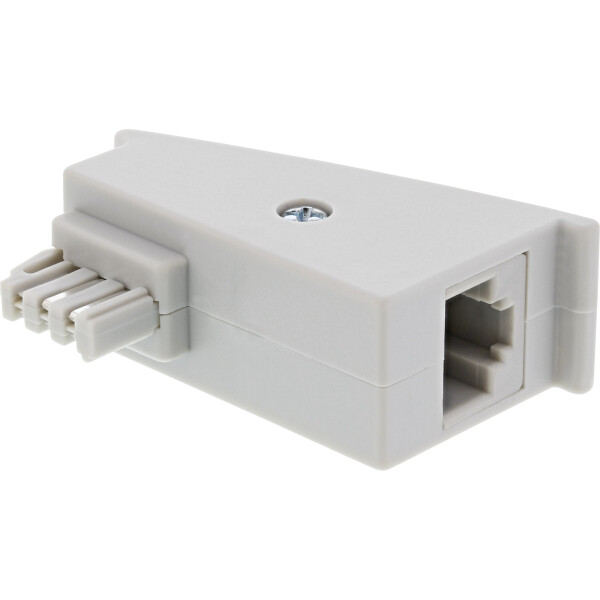 InLine® TAE-F Adapter, TAE-F Stecker auf RJ45 Buchse, 8P2C für Fritzbox, grau