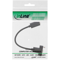 InLine® USB 3.2 C female / female with flange cable, black, 0.20m