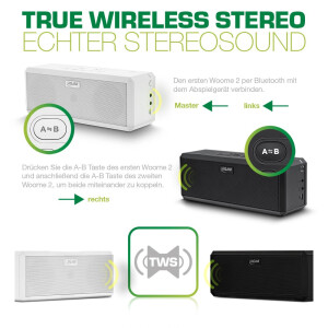 InLine® WOOME 2 - True Wireless Stereo TWS Bluetooth Lautsprechern NFC aptX, weiß