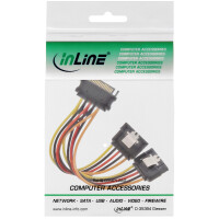 InLine® SATA Power Y-Cable female / 2x male with safety latch, 0.30m