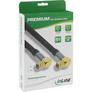 InLine® Premium SAT-Anschlusskabel, 4x geschirmt, 2x F-Stecker gewinkelt, >110dB, schwarz, 5m