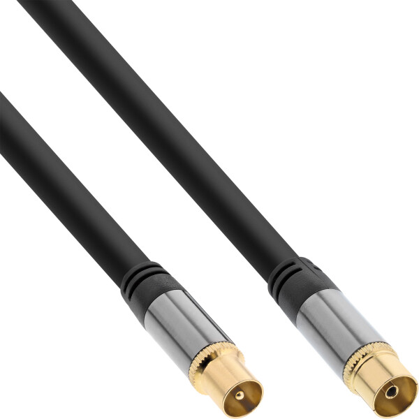 InLine® Premium Antenna cable, 4x shielded, >110dB, black, 3m