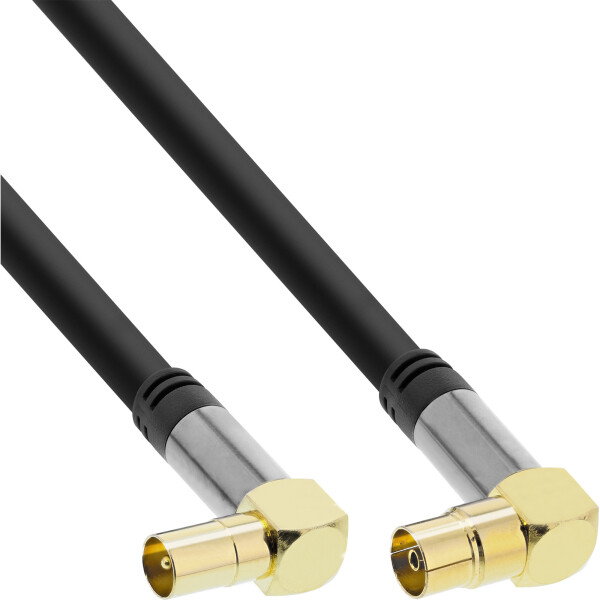 InLine® Premium Antenna cable angled, 4x shielded, >110dB, black, 1m